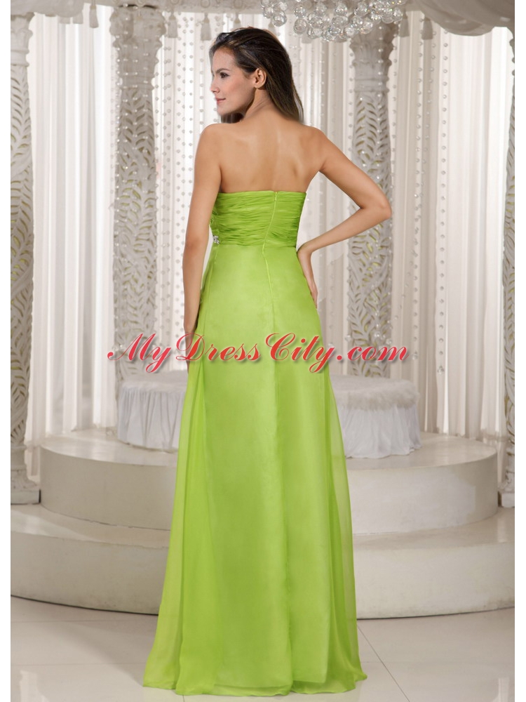 Popular Sweetheart Spring Green Prom Dress with Beading and Ruching