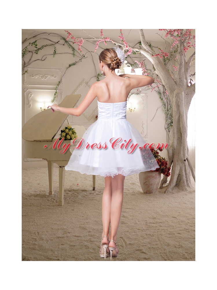 Elegant A Line White Beading Prom Dress with Sweetheart