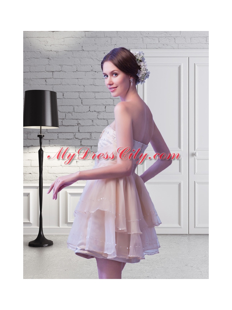 Exclusive Short Sweetheart Champagne Prom Dress with Beading