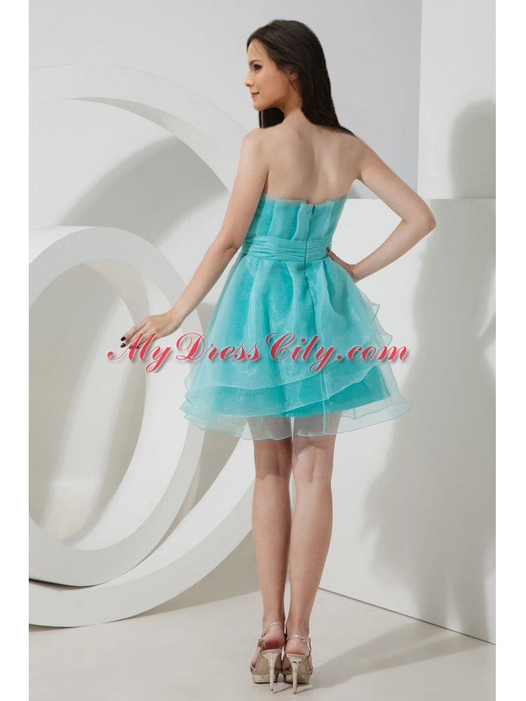 2015 Lovely Light Blue A Line Strapless Cocktail Dress