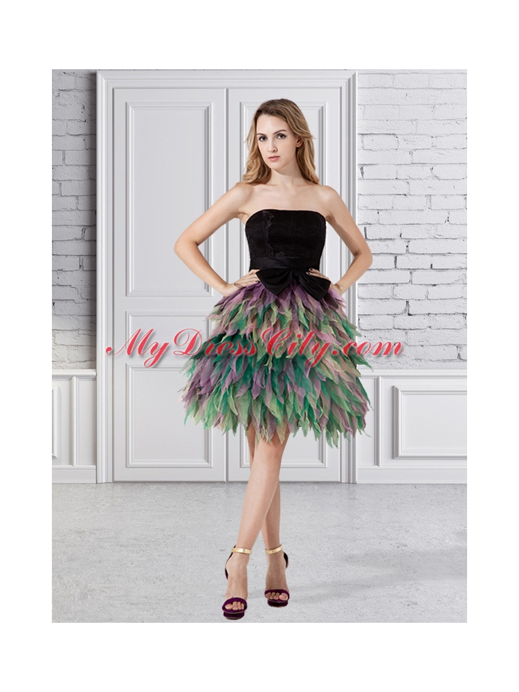 A Line Ruffled Layers Organza Prom Dress with Strapless