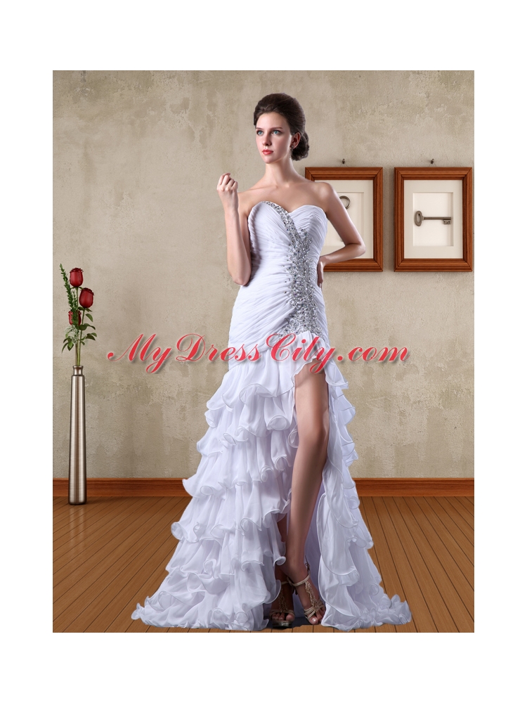 Fashionable Chiffon Column Beading Sweetheart Prom Dress with Brush Train