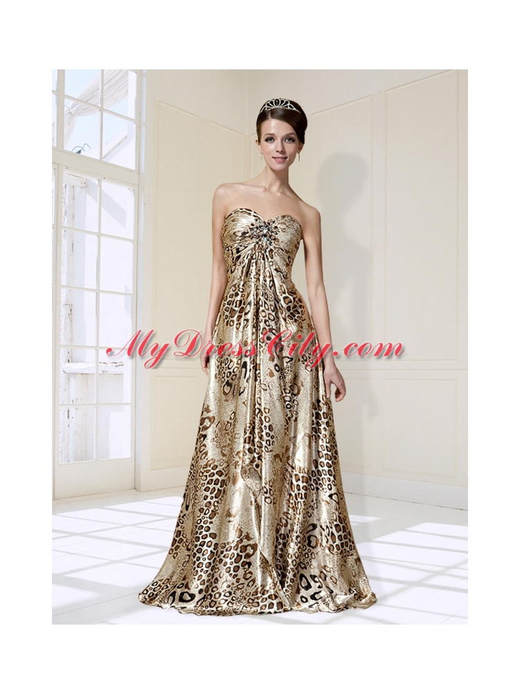 Colorful Empire Sweetheart Brush Train Beading Prom Dress