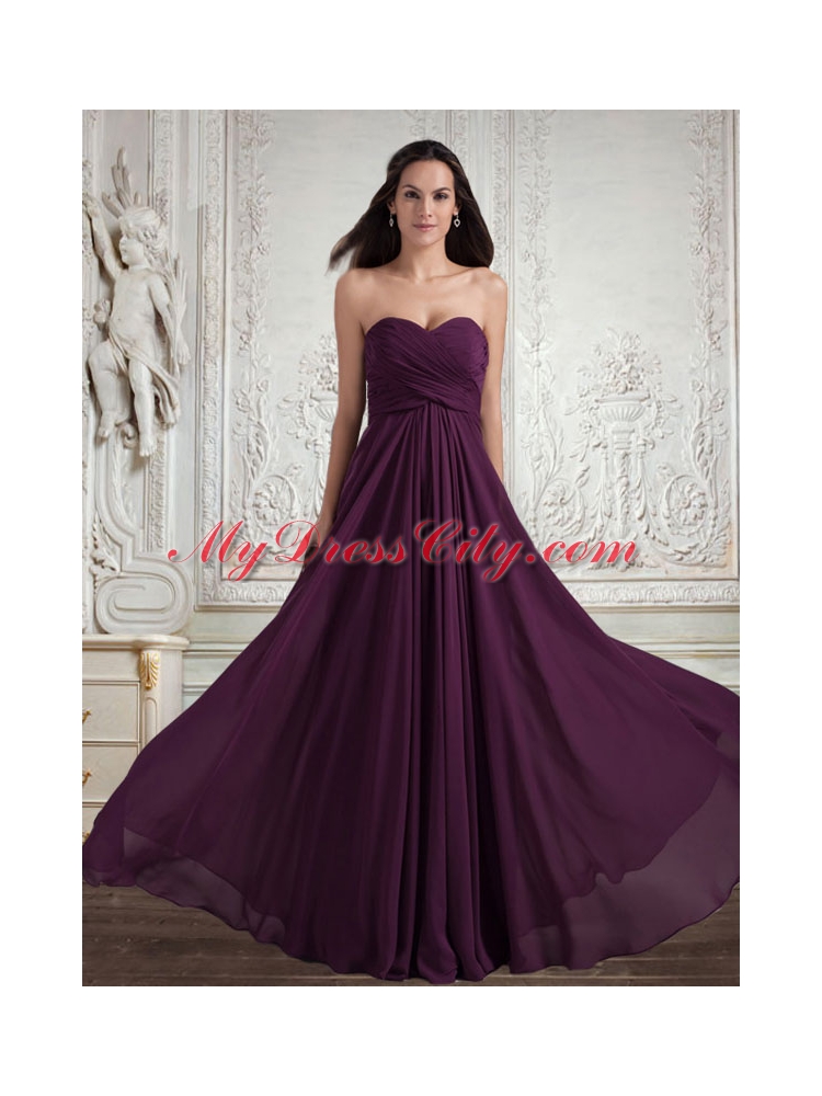 Dark Purple Sweetheart Empire Ruching Popular Chiffon Prom Dress