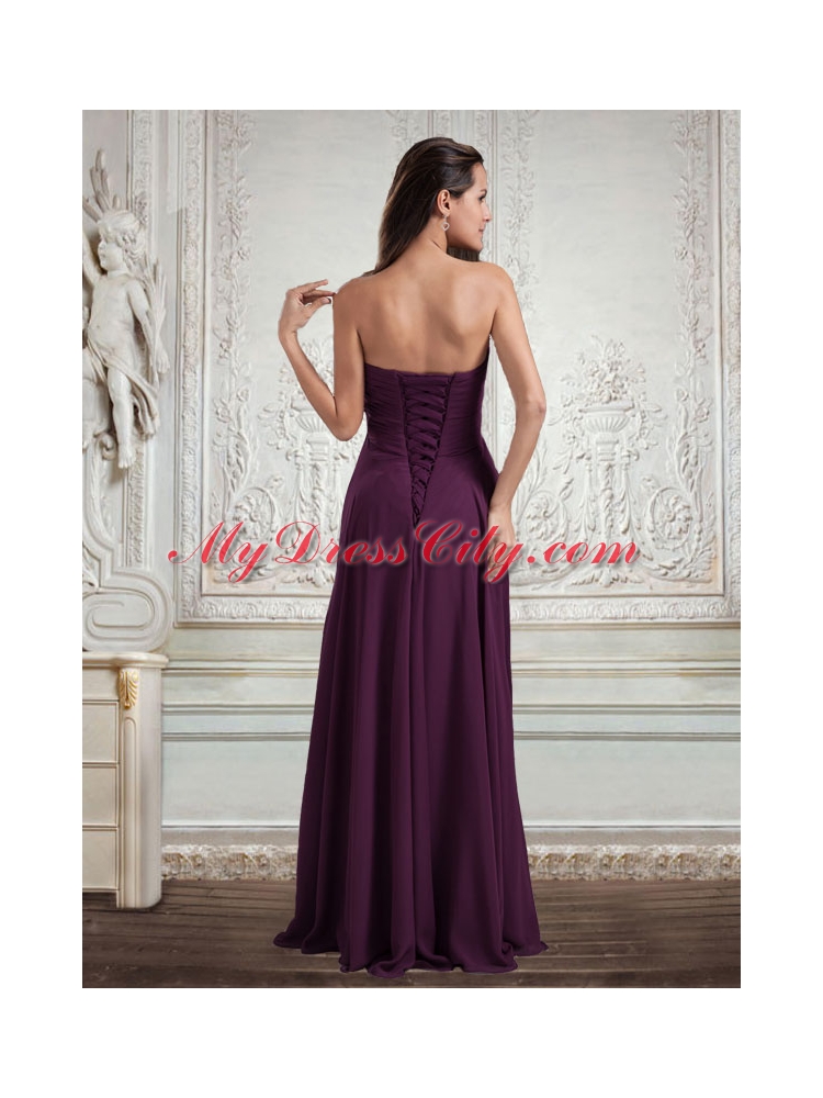 Dark Purple Sweetheart Empire Ruching Popular Chiffon Prom Dress