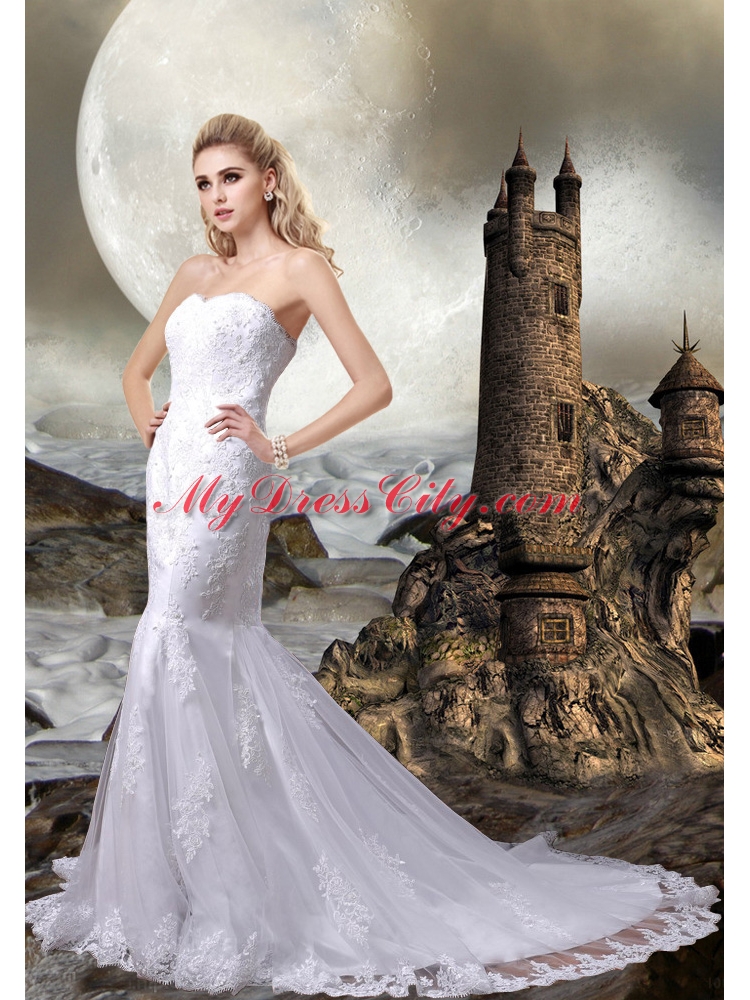 2014 Lace Mermaid Sweetheart Wedding Dress with Lace Up