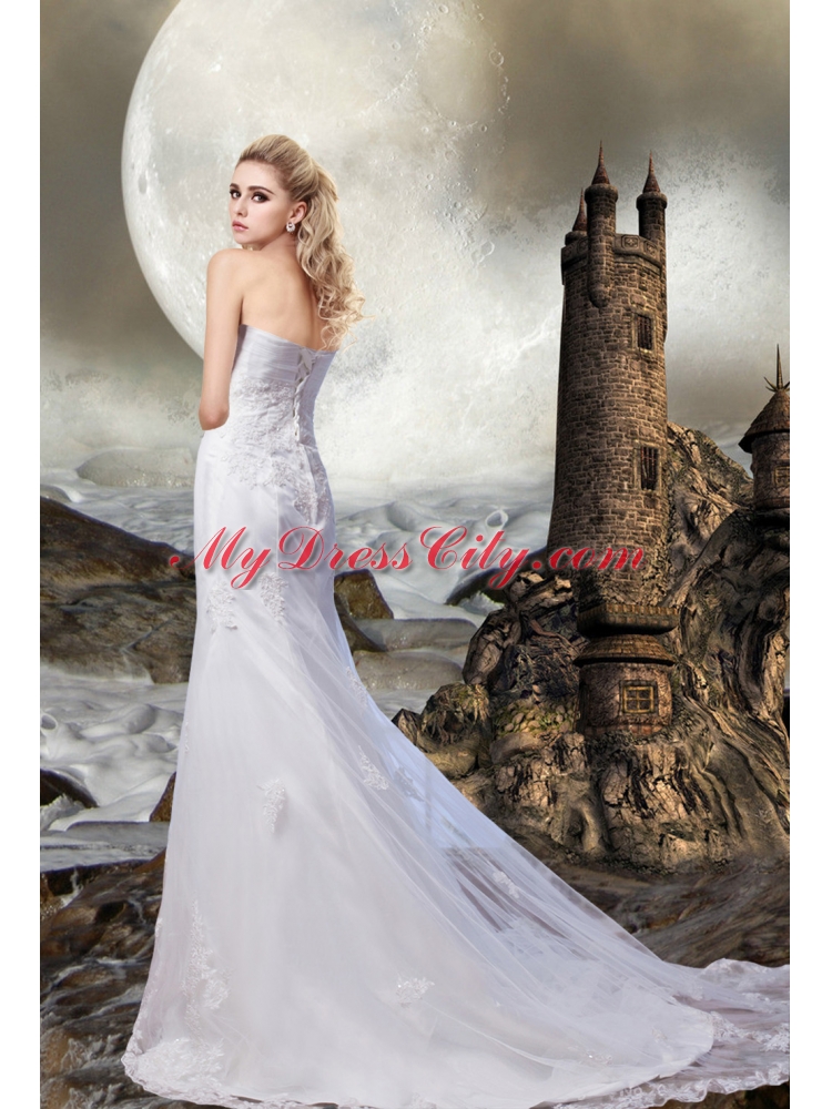 204 New Style Chapel Train Sweetheart Beading Lace Wedding Dresses