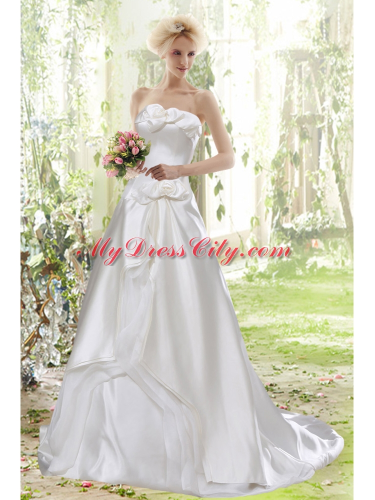 Affordable Princess Strapless Court Train Wedding Dress for 2014