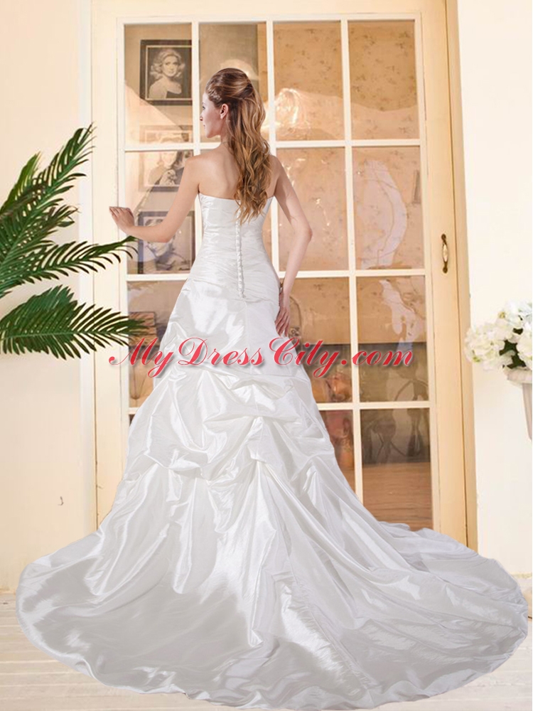 Brand New Strapless Court Train Wedding Dresses with Ruching