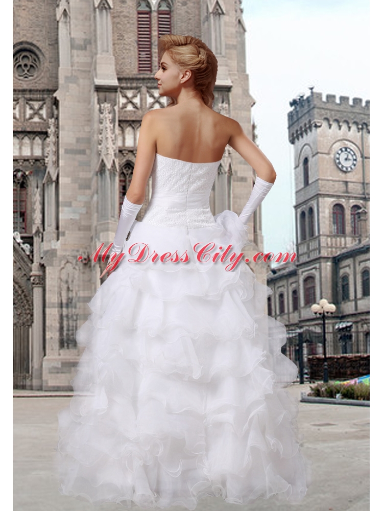 Fashionable Princess Sweetheart Ruffled Layers Wedding Dress with 3/4 Sleeves