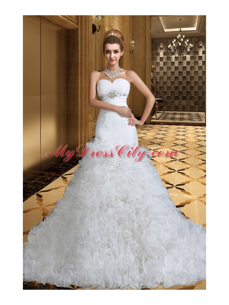 Luxurious Sweetheart 2015 Wedding Dresses with Beading and Ruffles