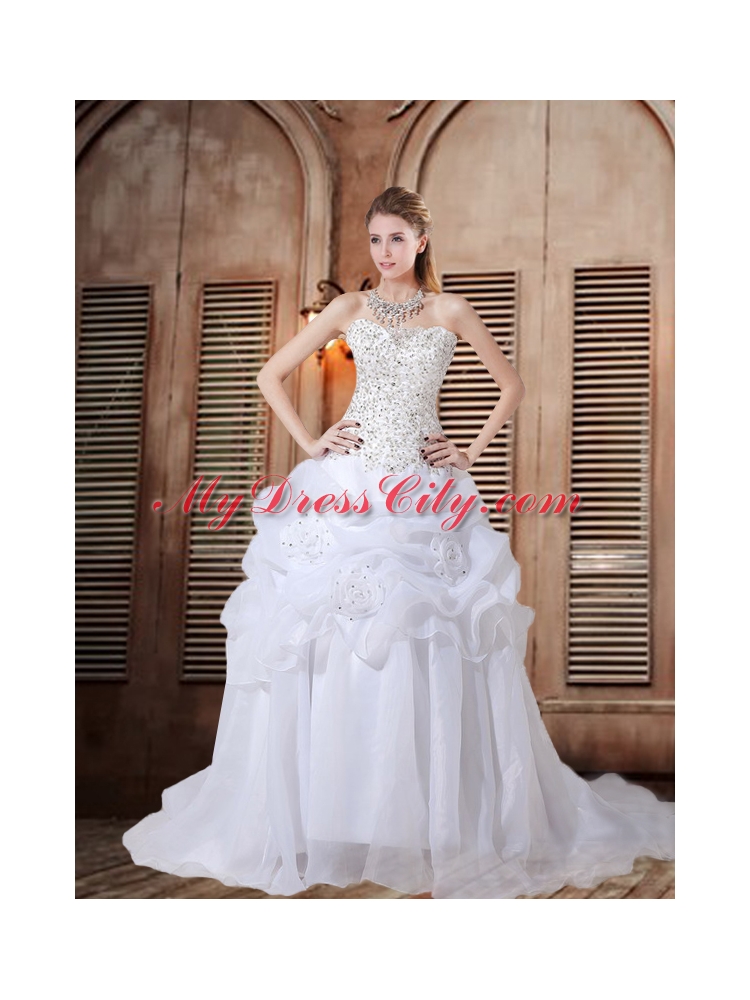 2014 Beautiful A Line Strapless Beading Wedding Dresses