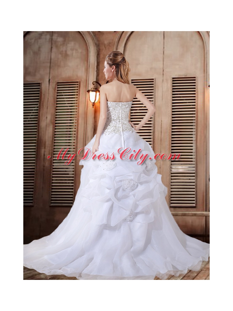 2014 Beautiful A Line Strapless Beading Wedding Dresses