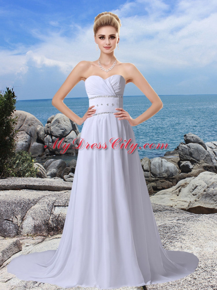 Beaded Gorgeous Empire Sweetheart Court Train Wedding Dresses