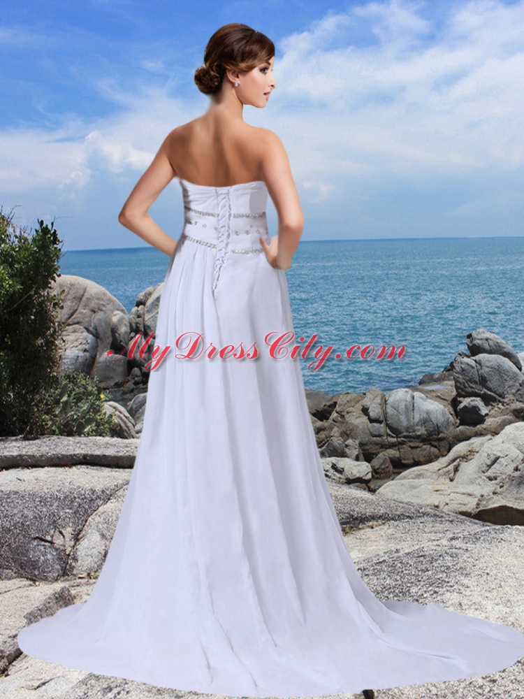 Beaded Gorgeous Empire Sweetheart Court Train Wedding Dresses