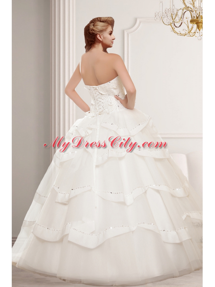 Elegant A Line 2015 Beading Wedding Dresses with Sweetheart