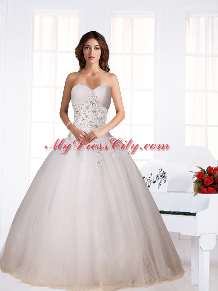 Elegant Ball Gown Sweetheart Wedding Dresses with Beading