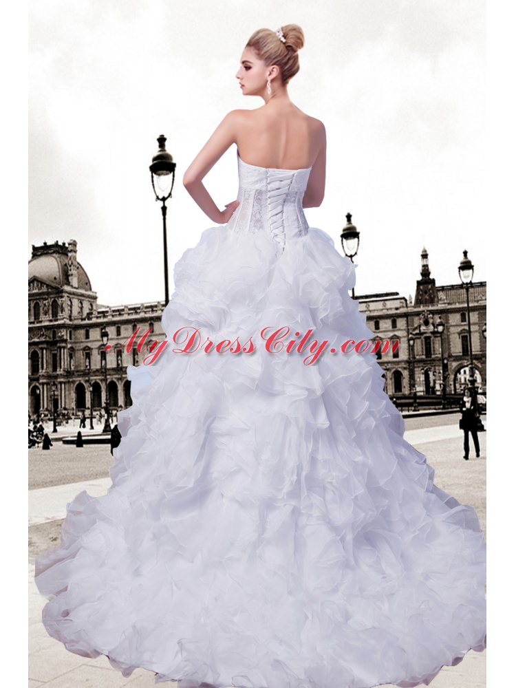 Fashionable Sweetheart 2015 Court Train Wedding Dress with Beading