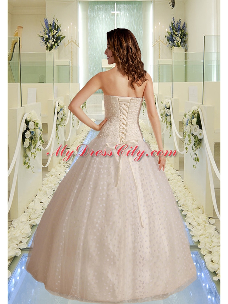 Modest Strapless Appliques Wedding Dresses with Appliques