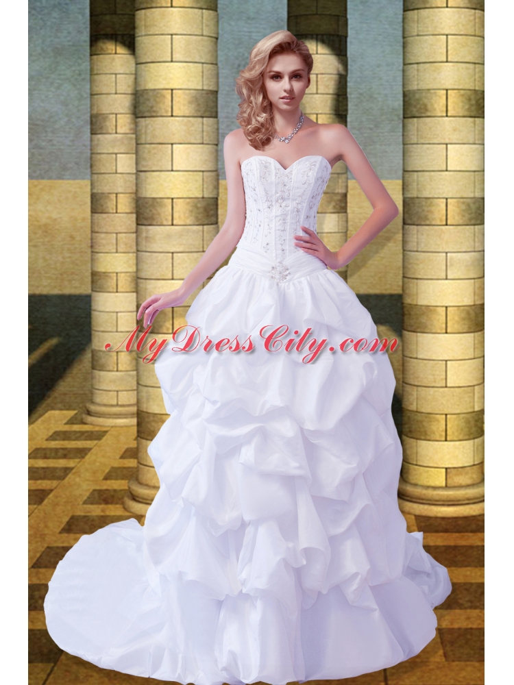 Princess Sweetheart Wedding Dresses with Court Train for 2015