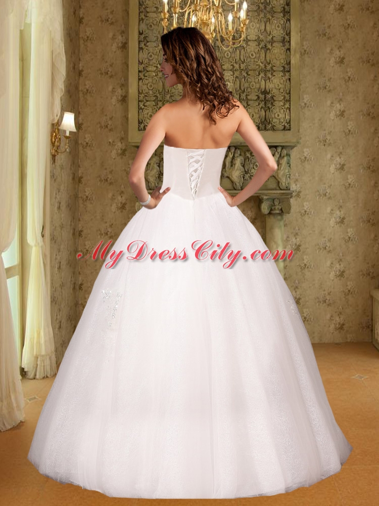 Puffy Sweetheart Beading Floor Length Wedding Dress