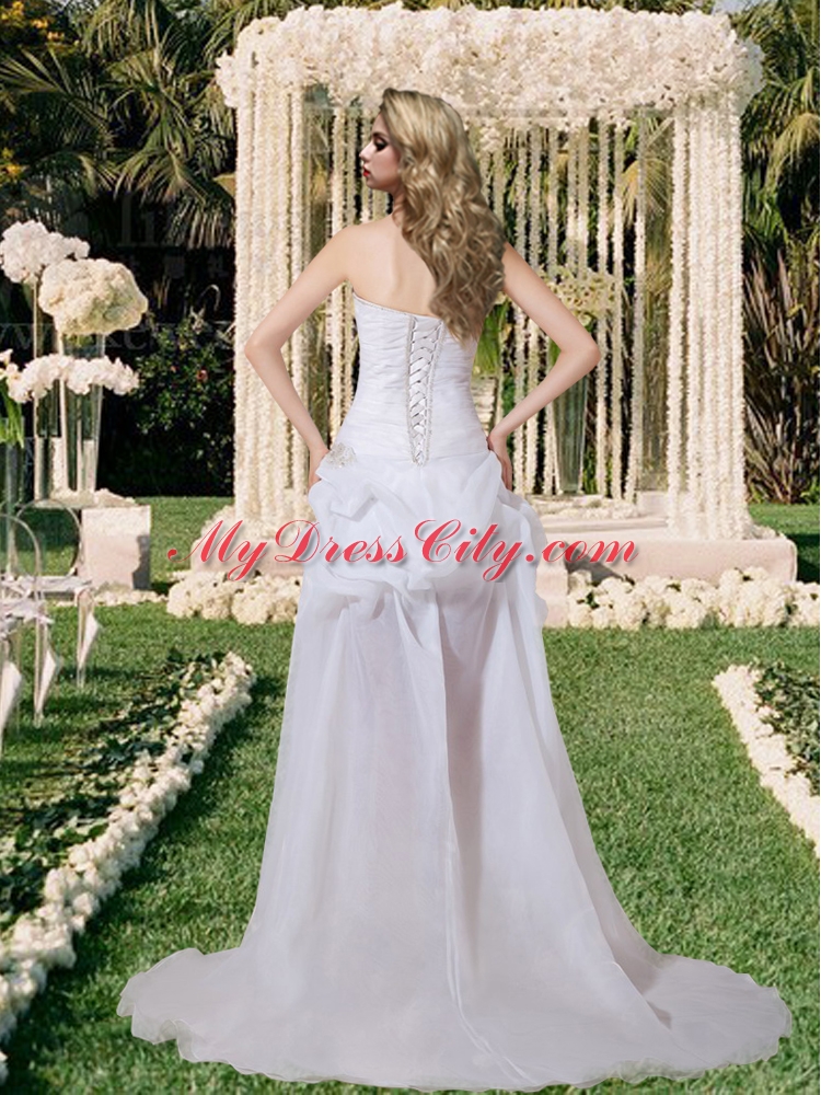 Sophisticated Sweetheart Appliques Wedding Dress with High Low