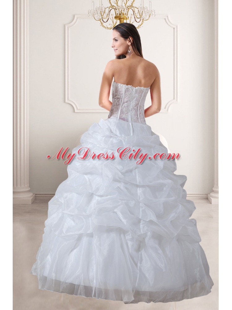 Wonderful Ball Gown Sweetheart Embroidery Wedding Dress for 2015