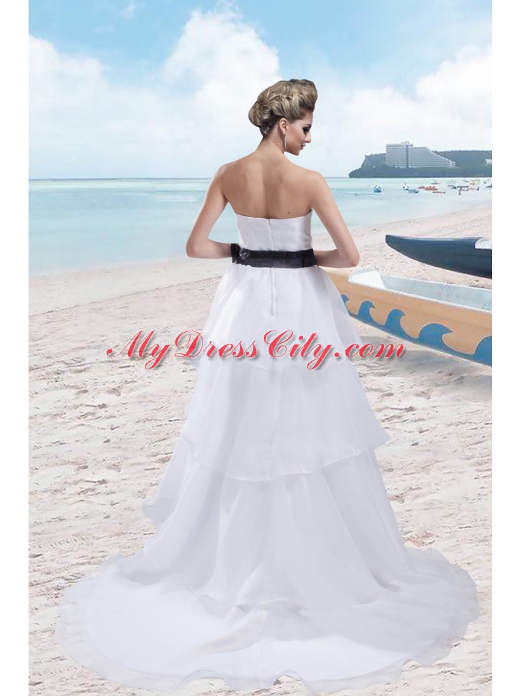 A Line Strapless Court Train Cheap Wedding Dress for 2014