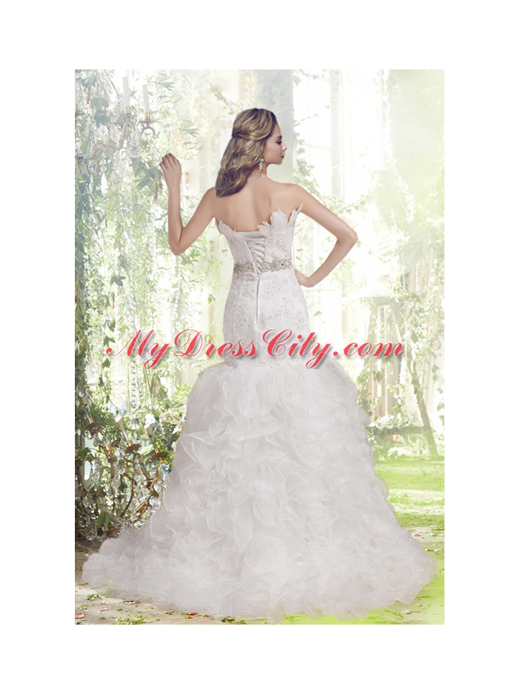 Beautiful Mermaid Court Train Wedding Dress with Beading