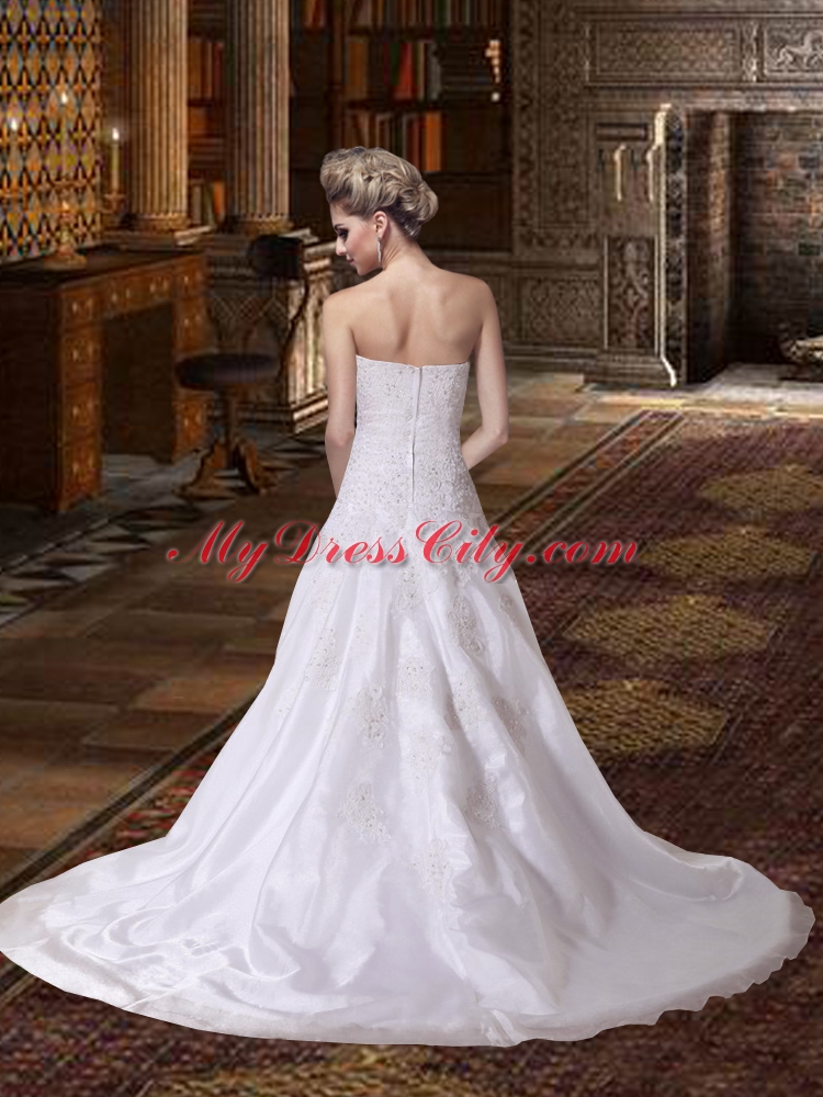 Cheap Mermaid Strapless Wedding Dresses Court Train