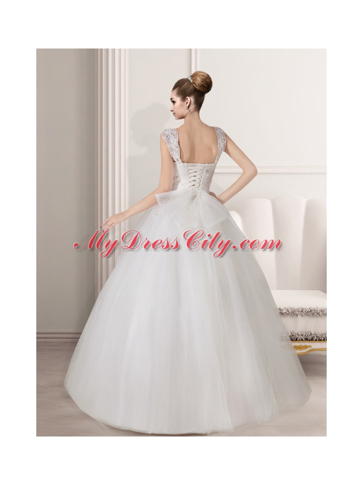 Lovely A Line Straps Appliques Lace Wedding Dresses with Floor Length