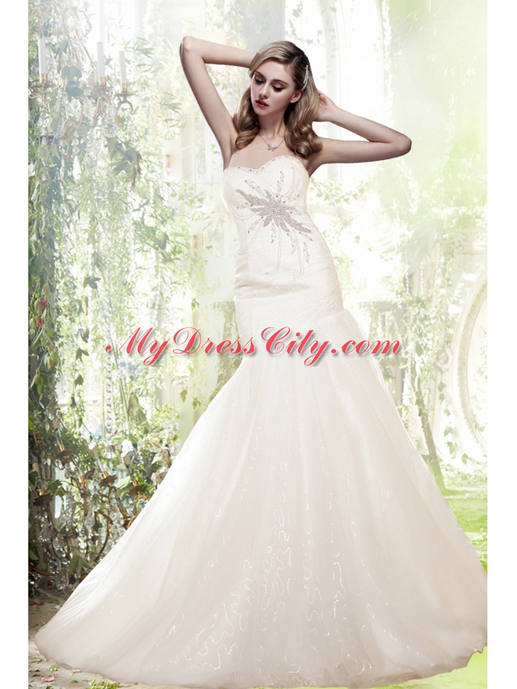 Mermaid Sweetheart Beading Chapel Train One Sale Wedding Dresses