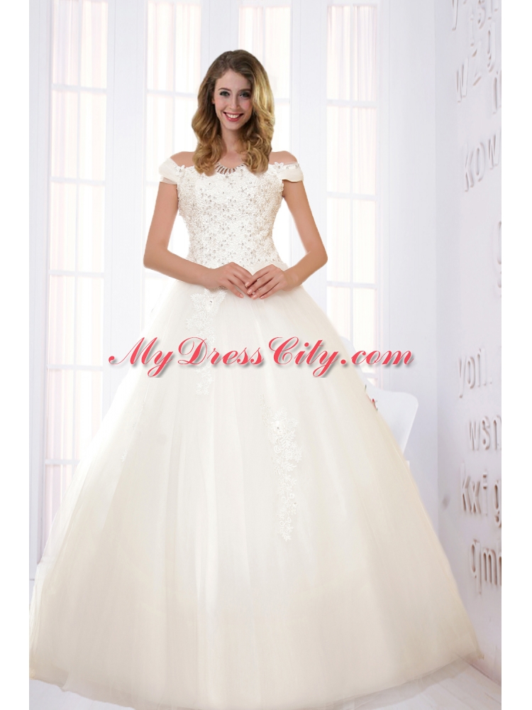 Modest Ball Gown Off The Shoulder Wedding Dress with Appliques