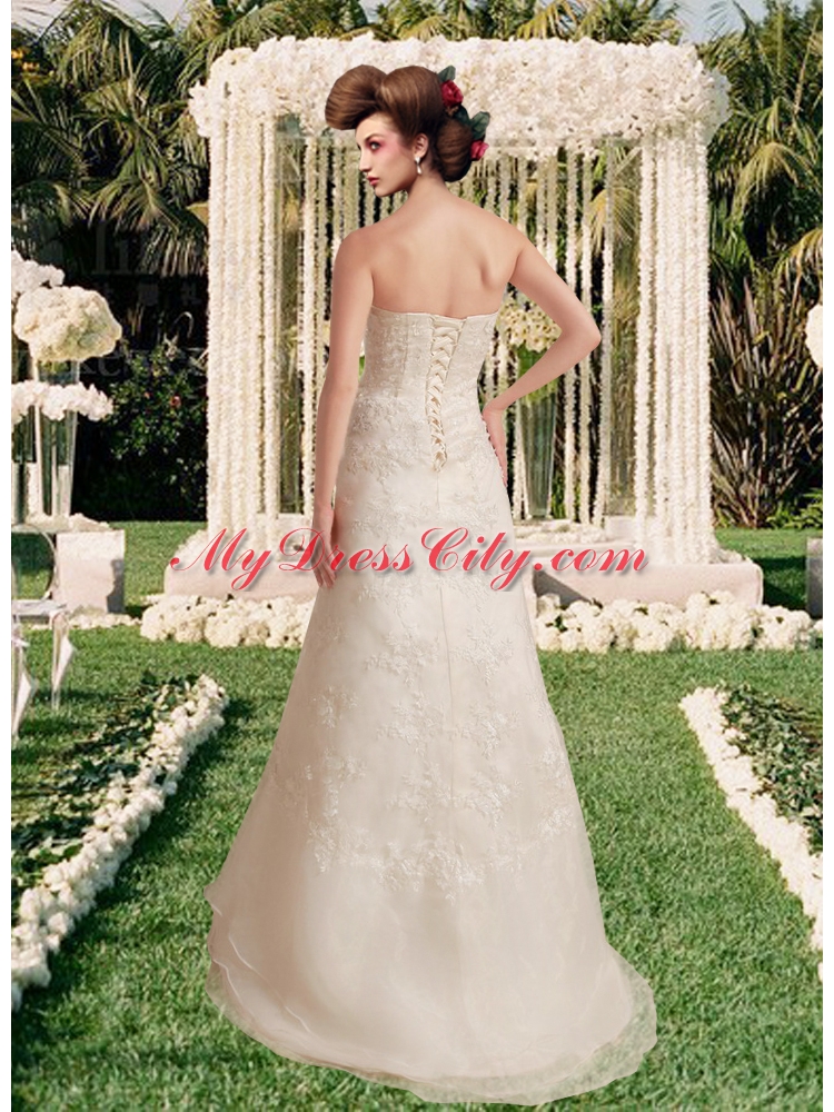 The Super Hot Sweetheart A Line Brush Train Wedding Dress