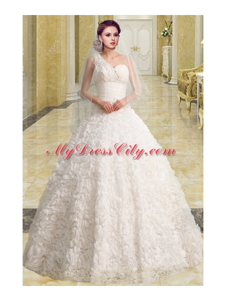 Princess Sweetheart Brush Train Beading Wedding Dresses for Church