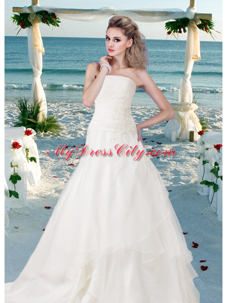 Custom Made Appliques Wedding Dress with Sweetheart