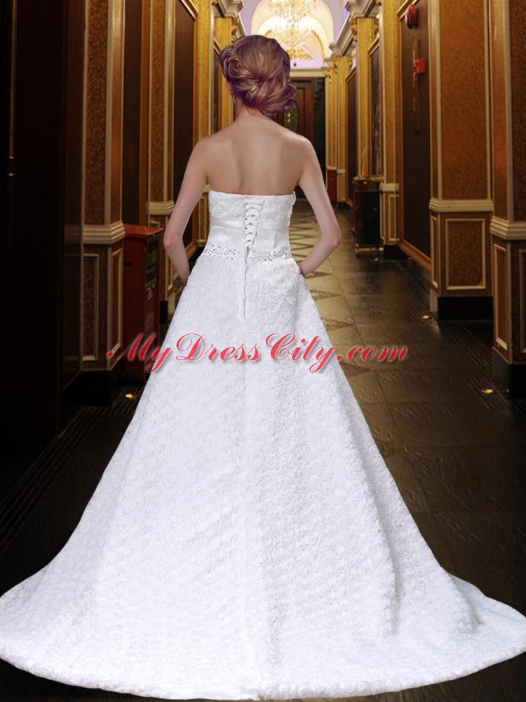 Gorgeous A Line Sweetheart Bowknot Wedding Dress wth Beading