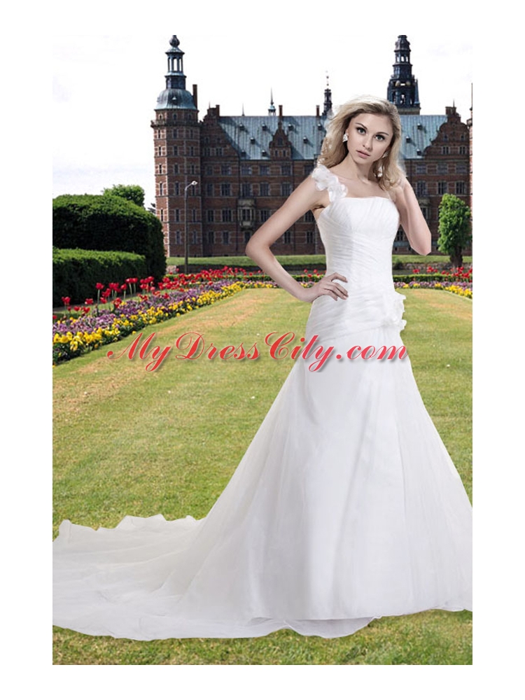 Princess One Shoulder Wedding Dress with Chapel Train