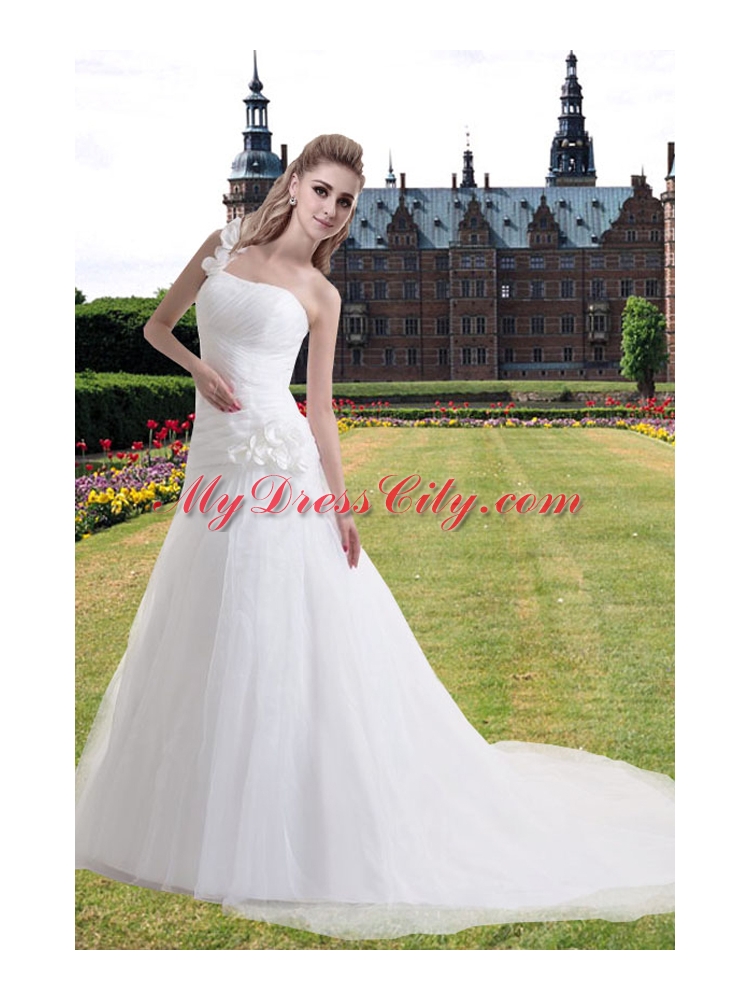 Princess One Shoulder Wedding Dress with Chapel Train