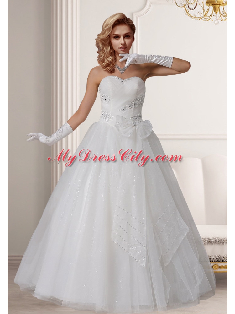 Sweet Princess Sweetheart Beading Wedding Dresses With Bows