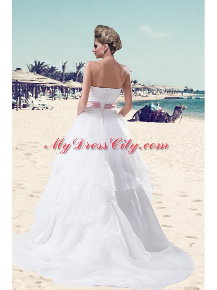 2014 A Line Appliques Court Train Sweetheart Wedding Dress for Garden