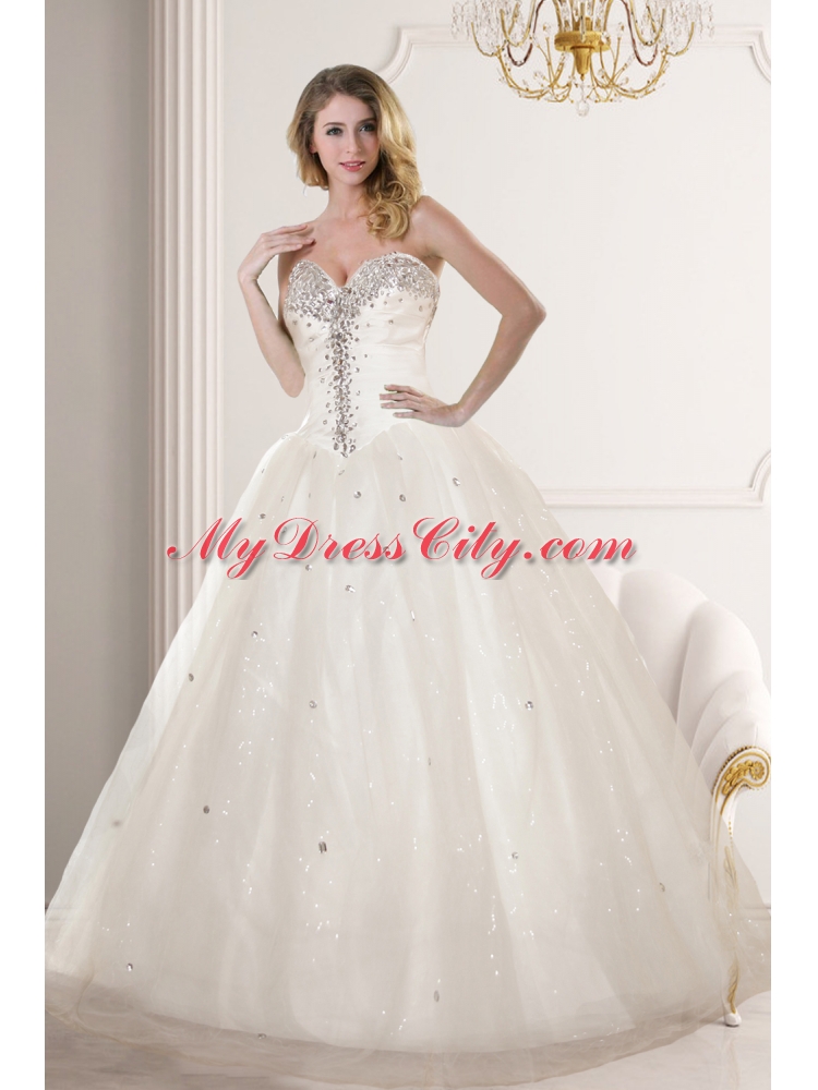 2014 Pretty Sweetheart Sleeveless Wedding Dresses with Beading