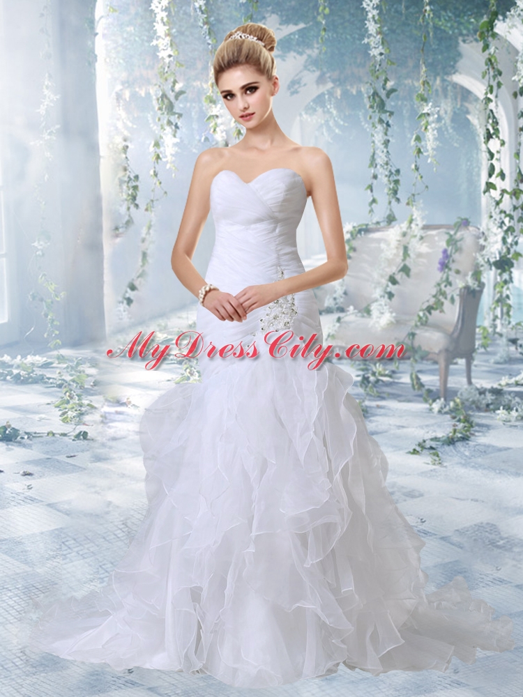 Beautiful Mermaid Sweetheart 2014 Wedding Dress with Beading