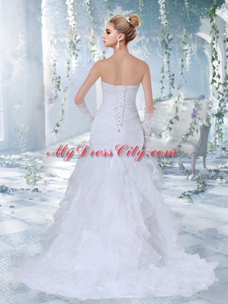 Beautiful Mermaid Sweetheart 2014 Wedding Dress with Beading