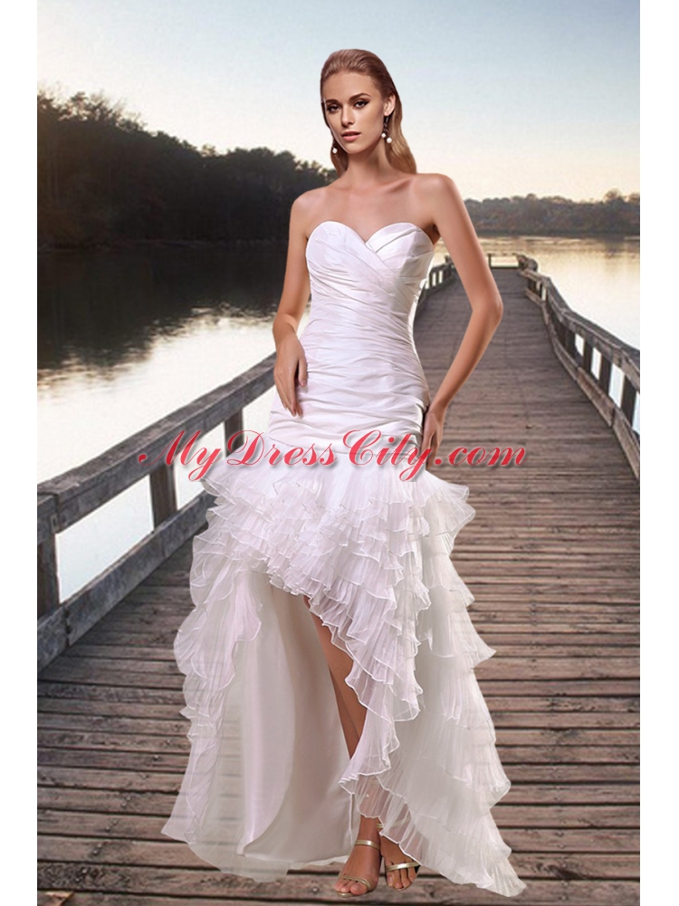 Popular High Low Ruffled Layers Sweetheart Wedding Dresses