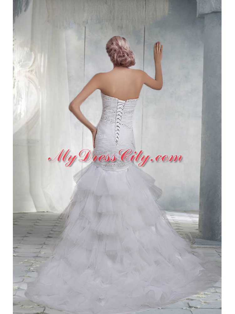 Beautiful Mermaid Sweetheart Court Train Wedding Dresses with Beading