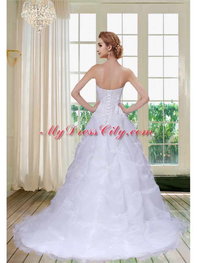 Exquisite A Line Appliques Wedding Dresses with Sweetheart