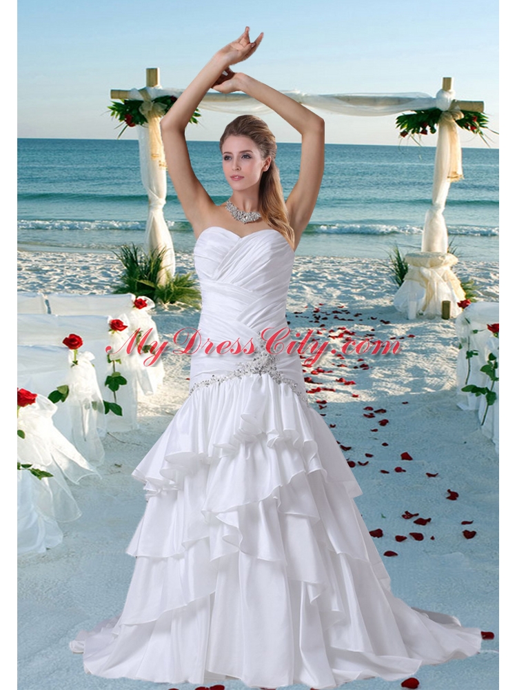 Mermaid Sweetheart Beading Wedding Dress with Court Train