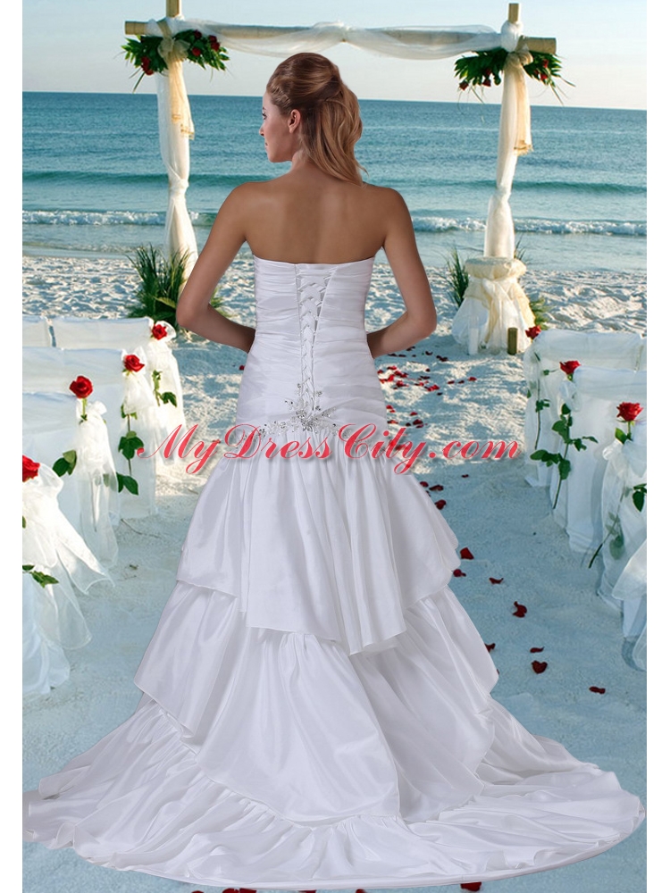 Mermaid Sweetheart Beading Wedding Dress with Court Train