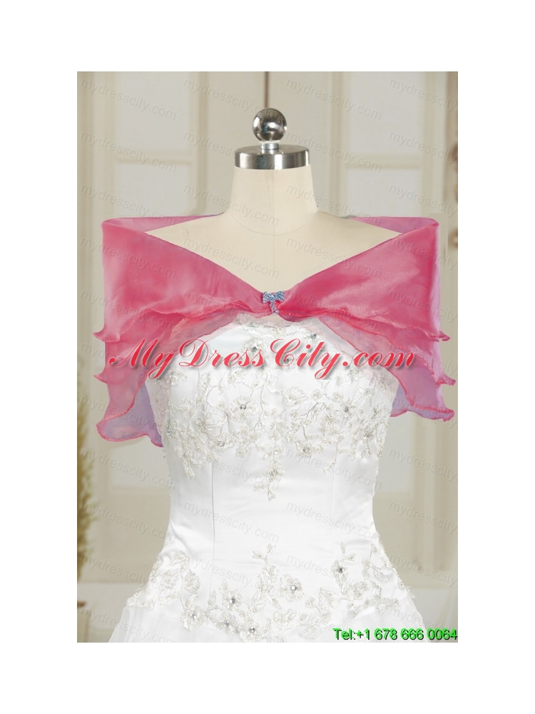 2015 Beautiful Spaghetti Straps Beading Quinceanera Dresses in Hot Pink